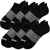 BOMBAS Men's Ankle Socks 7 Pairs, 6 Black + 1 Grey Gift Pair, Solid Honeycomb Cushion Socks, Blister Tab, Seamless Toe, Large Fits Shoe Size 8-13