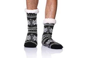 DoSmart Men's Winter Thermal Fleece Lining Knit Slipper Socks Soft Warm Cozy Fuzzy Fluffy Christmas Non Slip Socks