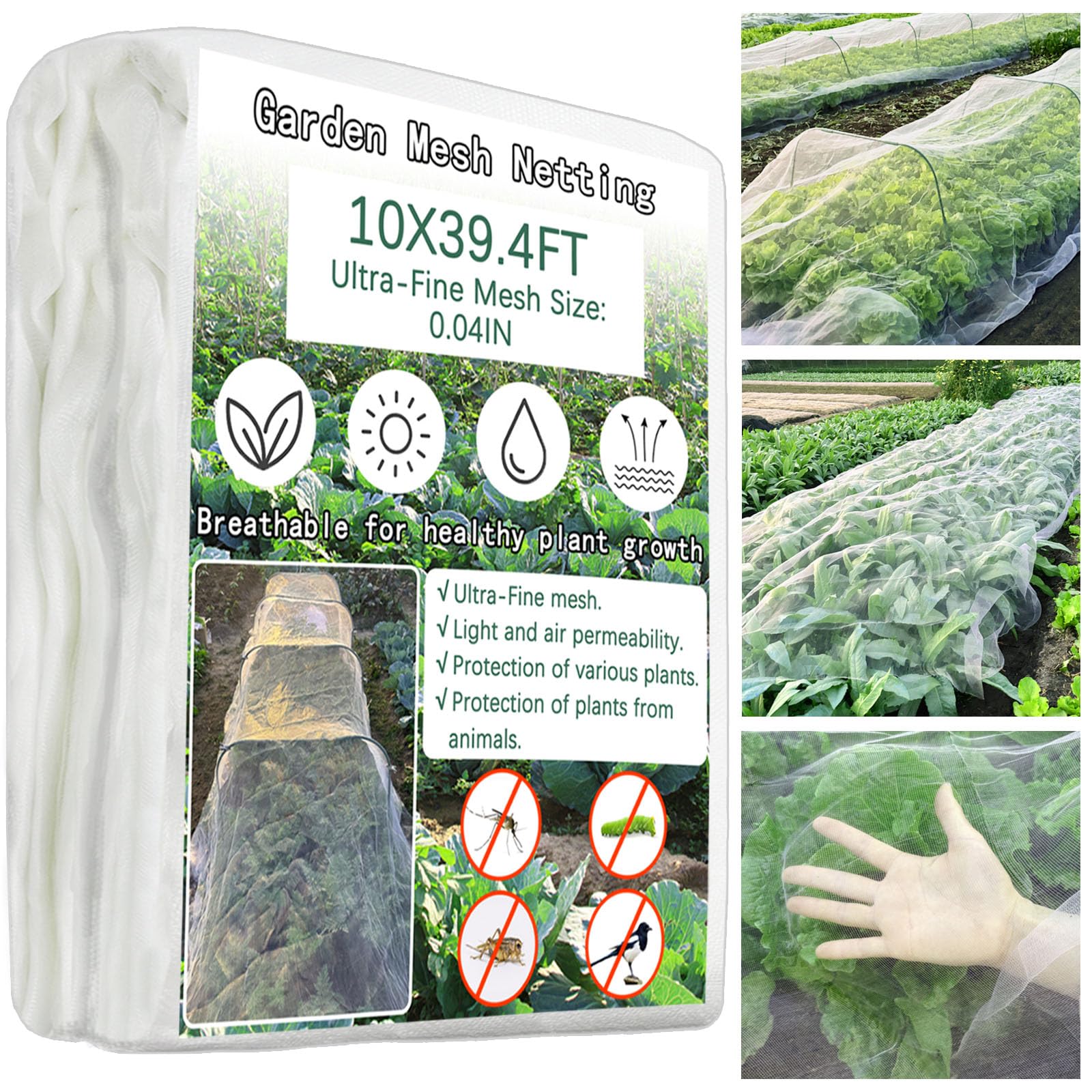 Insect Netting - 3x12M Garden Netting for Veg Patch Fine Mesh, Anti Bird Butterfly Netting,Crop Protection Netting Garden Mesh for Vegetable Plants Fruits Flowers