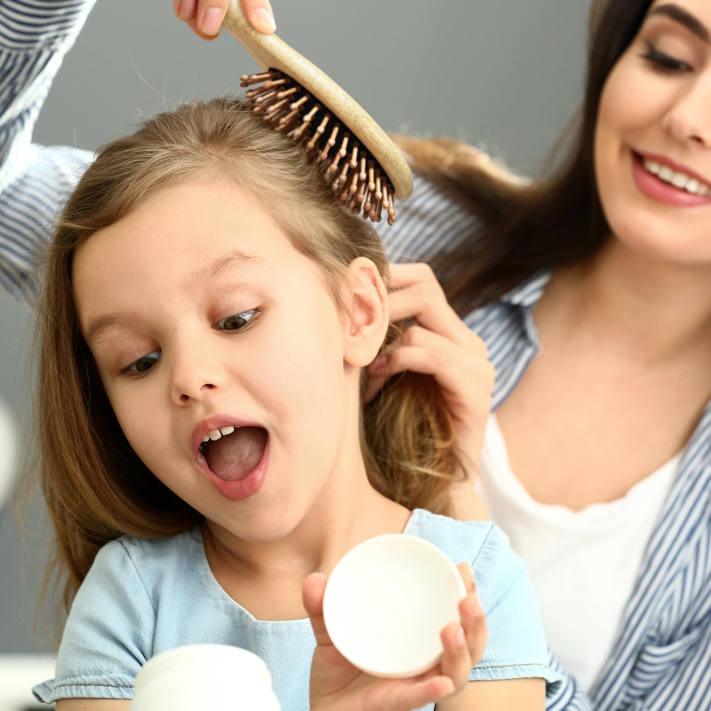 Bamboo Bristle Hair Brush for Women, Men, Kids; Dry and Wet Detangling Hair Brush Gently Enhances Shine, Smooths Frizz and Prevents Breakage in Fine and Straight, Thick and Curly Hair (oval)