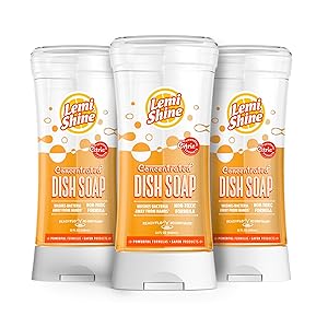 Lemi Shine Natural Concentrated Liquid Dish Soap with Powerful Citric Extracts Washes Away Bacteria Fresh Lemon Scent Dye-Free 22 Fluid Ounces (3 Pack)