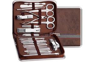 UMEINAC TECH Manicure Set Professional Manicure Kit Women Mens Nail Grooming Kit, 26 in 1 Stainless Steel Nail Clipper Set Pedicure Kit for Men with Travel Case