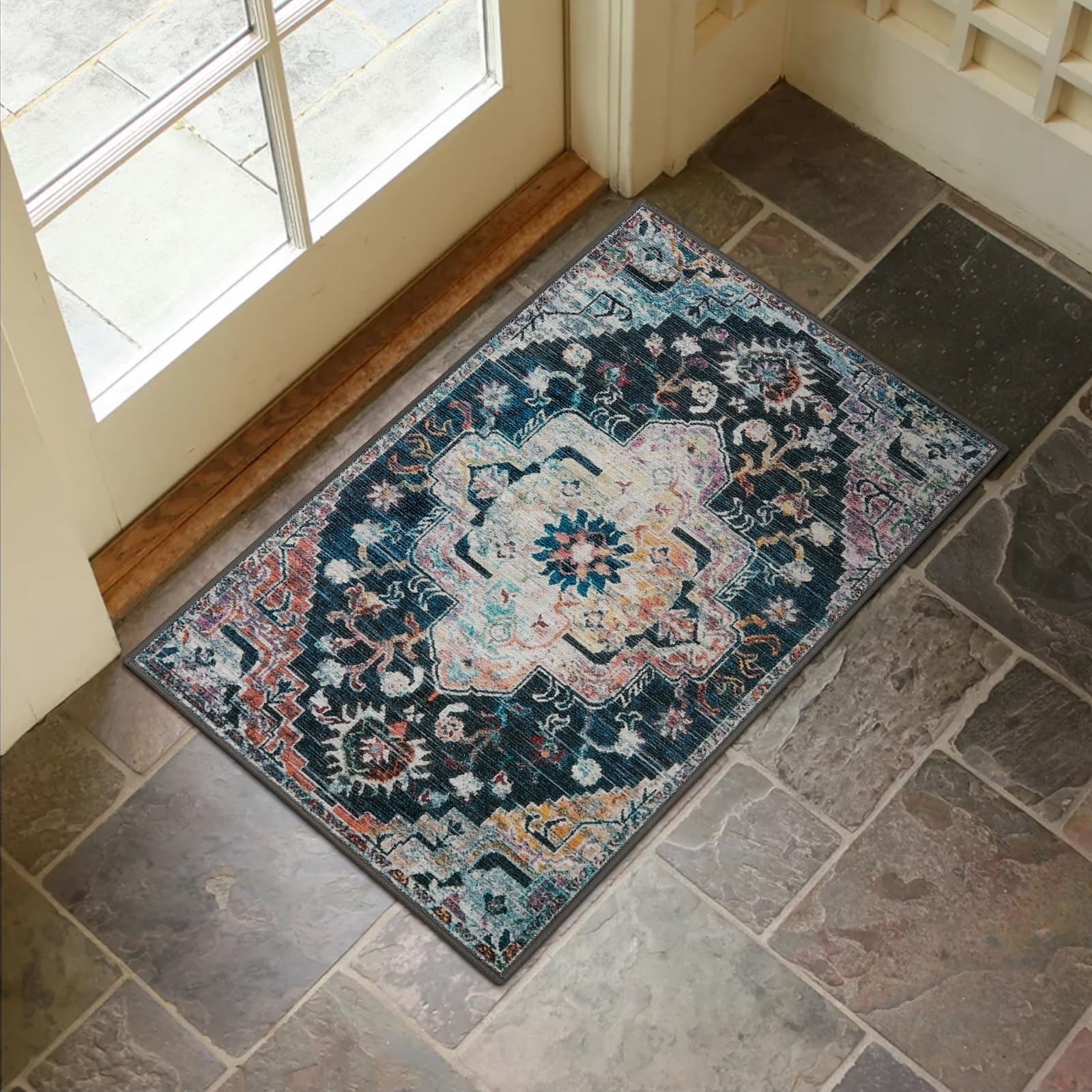 Photo 1 of Collive Washable Indoor Doormat, Non Slip Retro Floor Mat 20" x 32" Area Rug Quick Absorbent Entrance Rug Distressed Front Door Mat, Welcome Mats Entryway Rug Doormats for Kitchen Home Patio