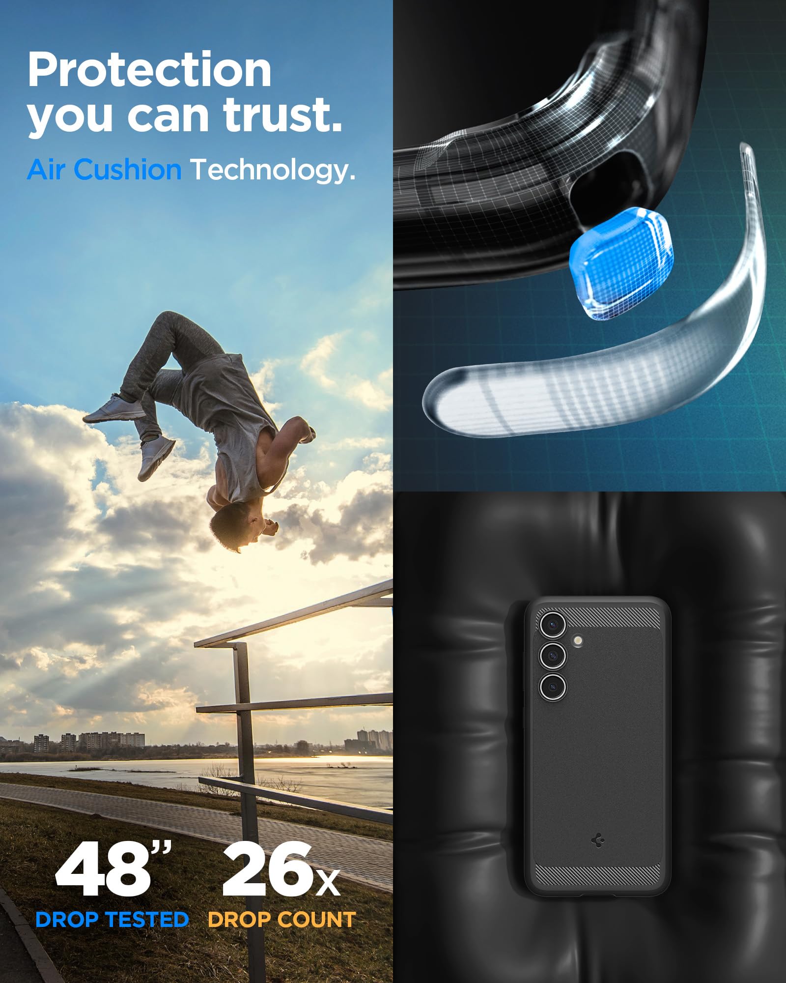 Spigen Rugged Armor Designed for Galaxy S24 FE Case (2024) - Matte Black