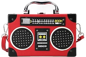 Ondeam Vintage Radio Shaped Bag,PU Elegant Evening Crossbody Handbag for Women