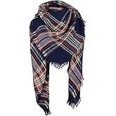 American Trends Womens Fall Winter Scarf Plaid Tassel Soft Warm Blanket Scarves Womens Shawl Wraps