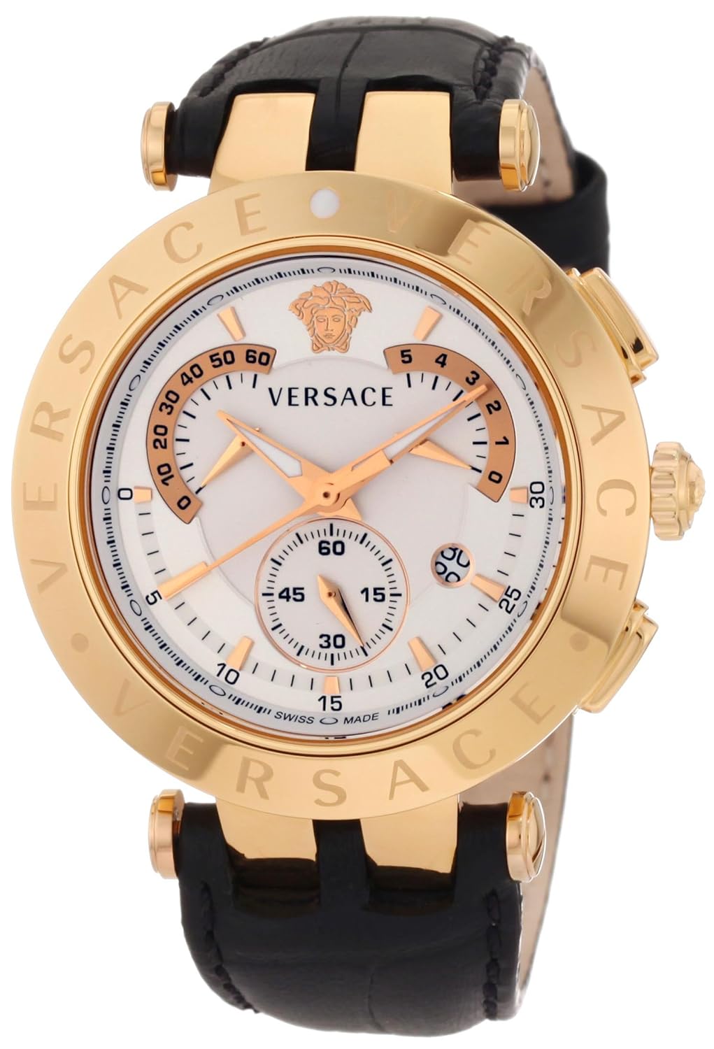 Versace Men's 23C80D002 S009"VRace" Rose GoldPlated Watch with Black