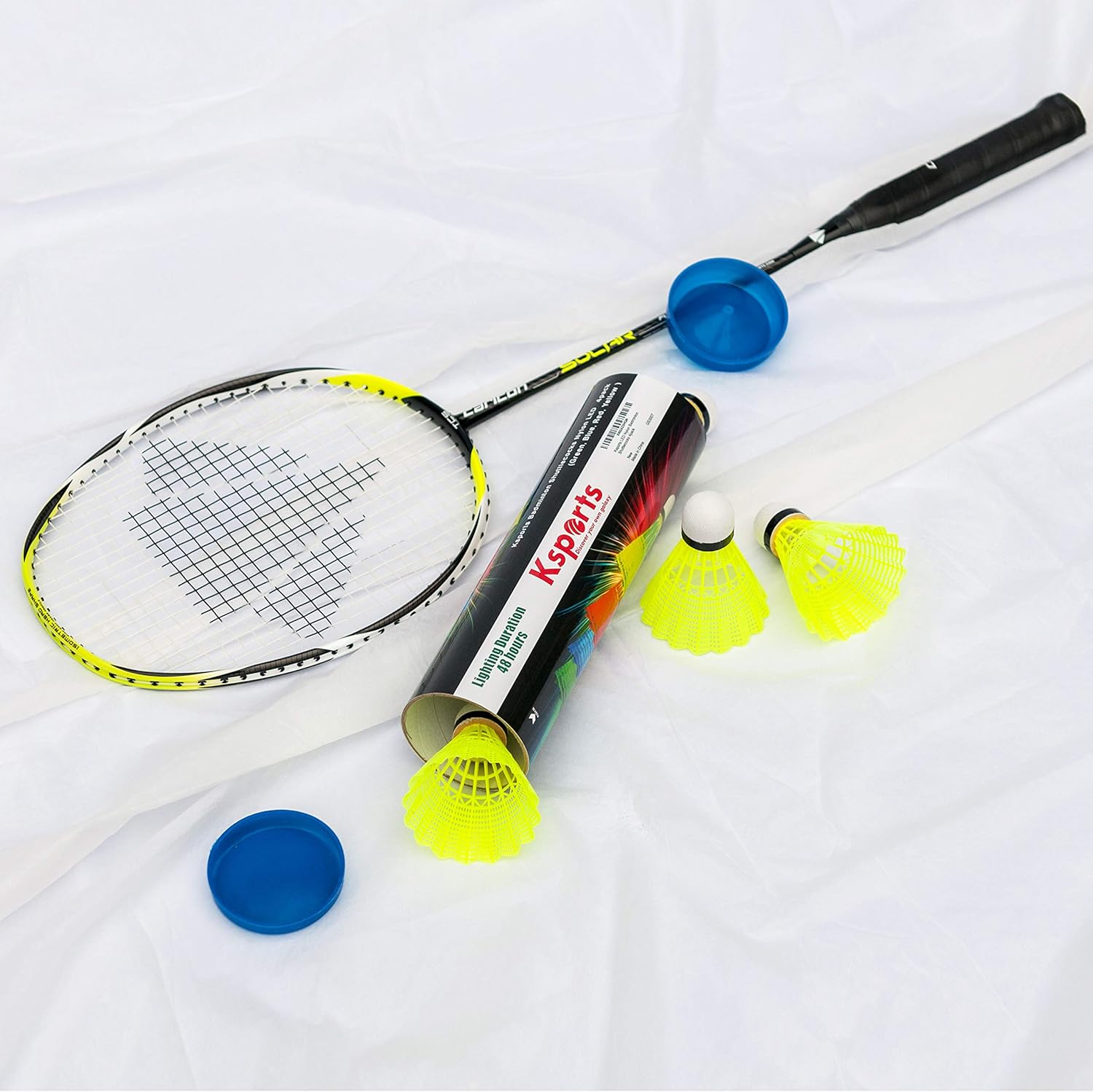 Ksports LED Badminton Shuttlecocks 4 Pack Tube − Glow in The Dark Lighting Birdies Shuttlecocks − with 4 Different LED Colors − Red Green Blue Yellow : Garden & Outdoor