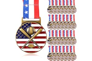 Loetere 30 Pieces Patriotic Medals Gold Medals Bulk Trophy with Neck Ribbons Spirit Medallion with Stars Stripes American Flag for Sports Trophy Participation Winner Gift