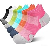 PAPLUS 6 Pairs Ankle Compression Socks for Women, Cushioned Running Socks with Arch Support, Low Cut, Targeted Compression