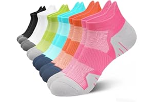 PAPLUS 6 Pairs Ankle Compression Socks for Women, Cushioned Running Socks with Arch Support, Low Cut, Targeted Compression
