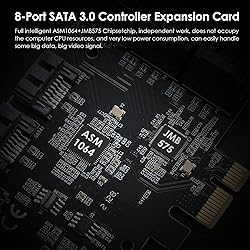 MZHOU PCIe SATA Card 8 Port, with 8 SATA Cables and