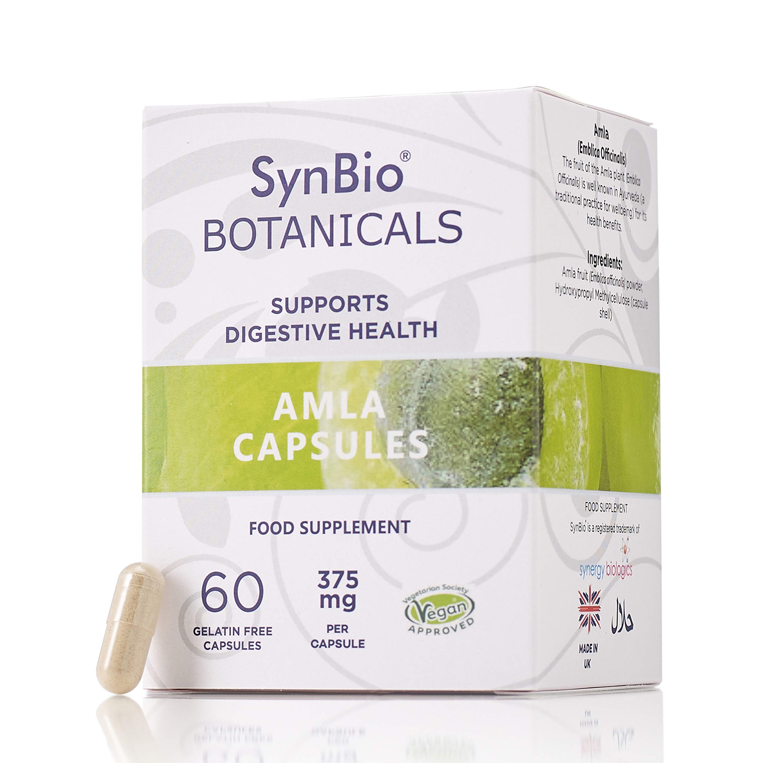 SynBio Botanicals - Amla Capsules | Vegan Certified | Made in UK | Gluten Free | Salt Free | Nut Free | Sugar Free | Halal | Supports General Health & Wellbeing