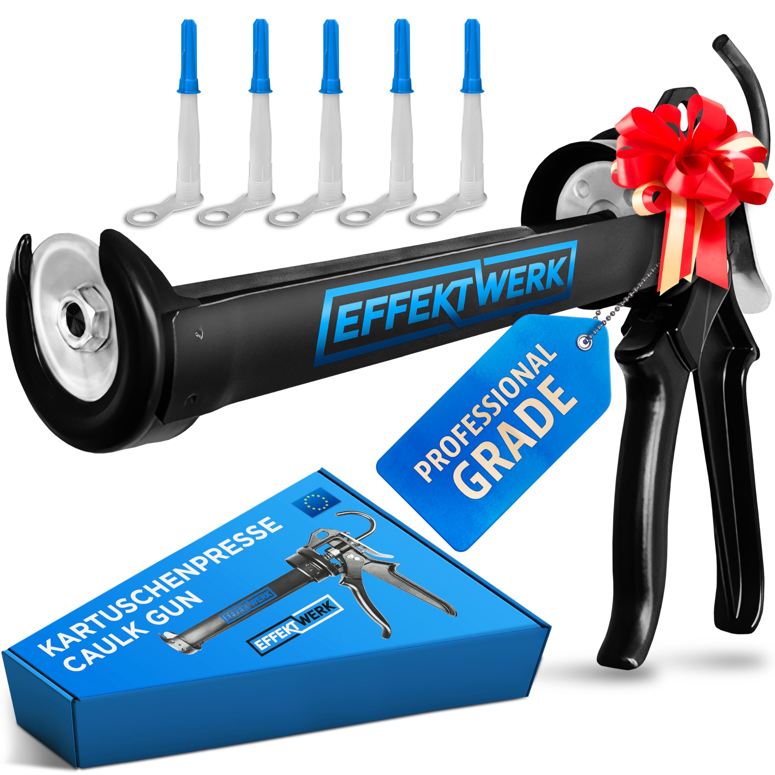 Effektwerk Sealant Caulking Gun for 150-310 ml Silicone Cartridges, Heavy-Duty Caulk Gun w/ 25:1 Thrust Ratio, Caulk Applicator Tool for Filling Cracks in Bathroom & Windows