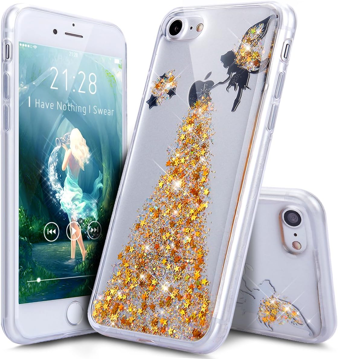 Coque Gel TPU Strass Brillant Pour IPhone 6 Plus - Transparent Doré, Marque NOVAGO, Neuf