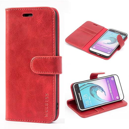 Mulbess Ledertasche im Ständer Book Case / Kartenfach für Samsung Galaxy J3 (2016) / J3 Duos 2016 Tasche Hülle Leder Etui,Wei