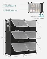 SONGMICS Interlocking Shoe Rack 6-Slot Modular Storage Cabinet with Doors view 7