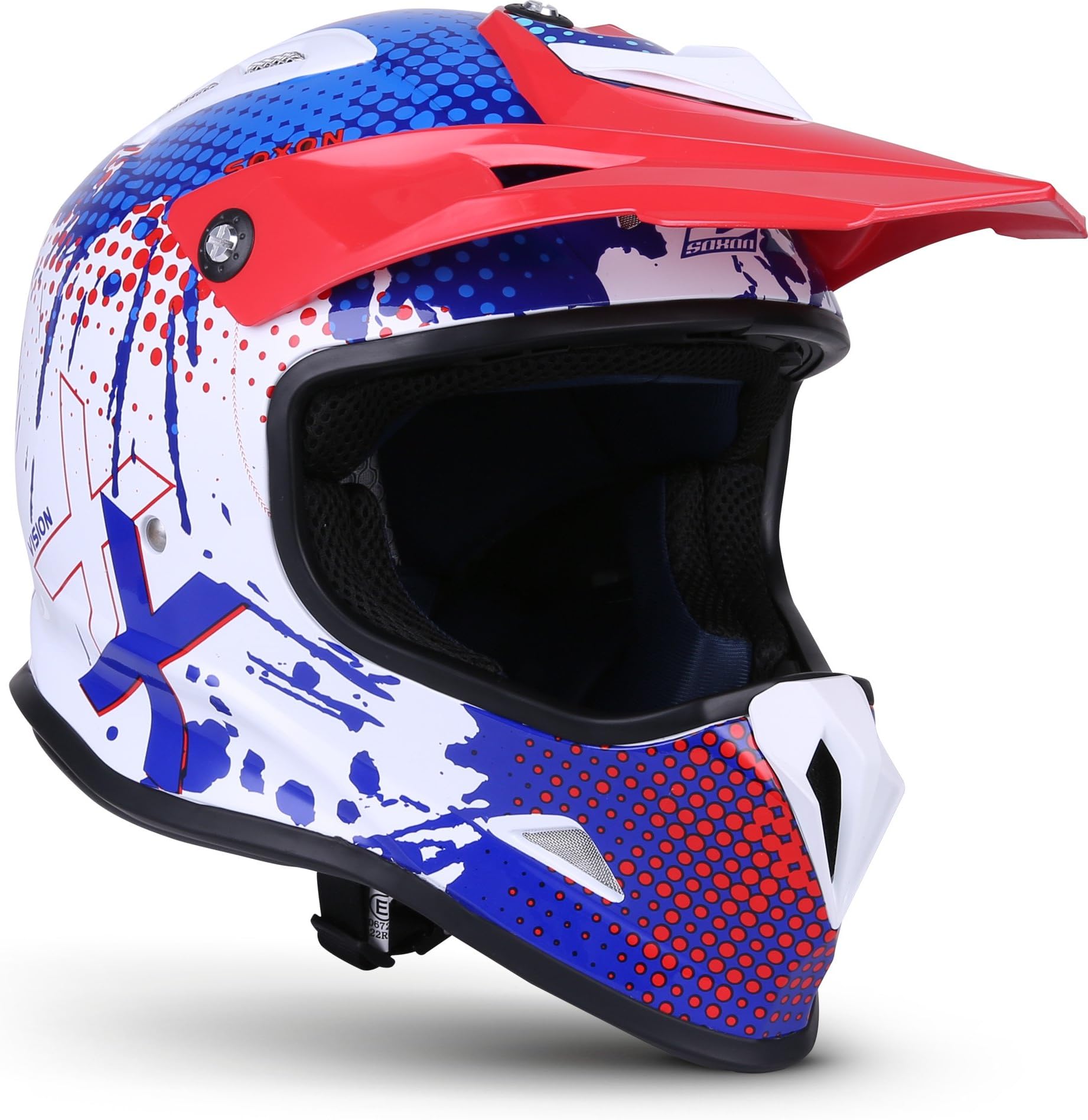 Soxon SKC-33 Children's Cross Helmet, Fusion White Blue, XXS (49-50cm)