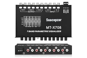 Suacopzar 7 Band Car Audio Equalizer, 7 Bands EQ Car Amplifier Graphic Equalizer W/Front, Rear + Sub Output, CD/AUX in Select Switch, Audio Output for Car Boat RV RTV Motorcycle-Suacopzar