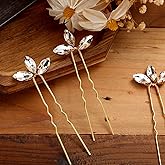 10 Pieces Crystal Wedding Hair Pins Rhinestone Bridal Hair Clips Pins for Bride Bridesmaids Women (Gold)
