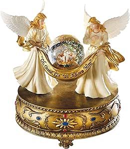 Collections Etc Musical Angels Christmas Holiday Snow Globe, Gold Tabletop Accent - Plays O Holy Night