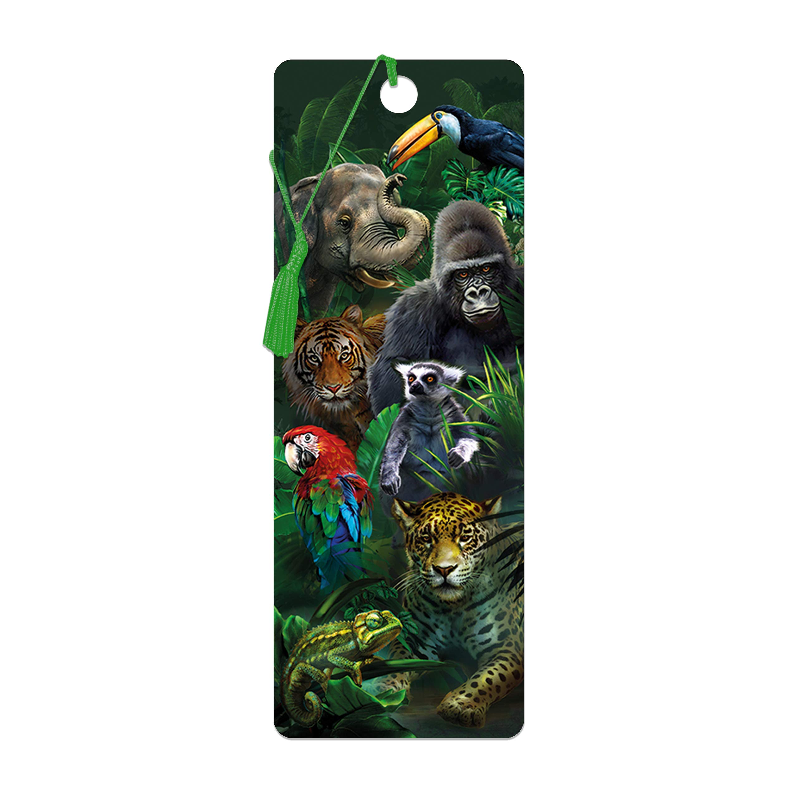 3D LiveLife Bookmark - Jungle Pals from Deluxebase. Cute Lenticular Jungle Page Marker. Animal Themed Accessories for Book Lovers. Small Gifts for Men, Women, Writers and Teachers.