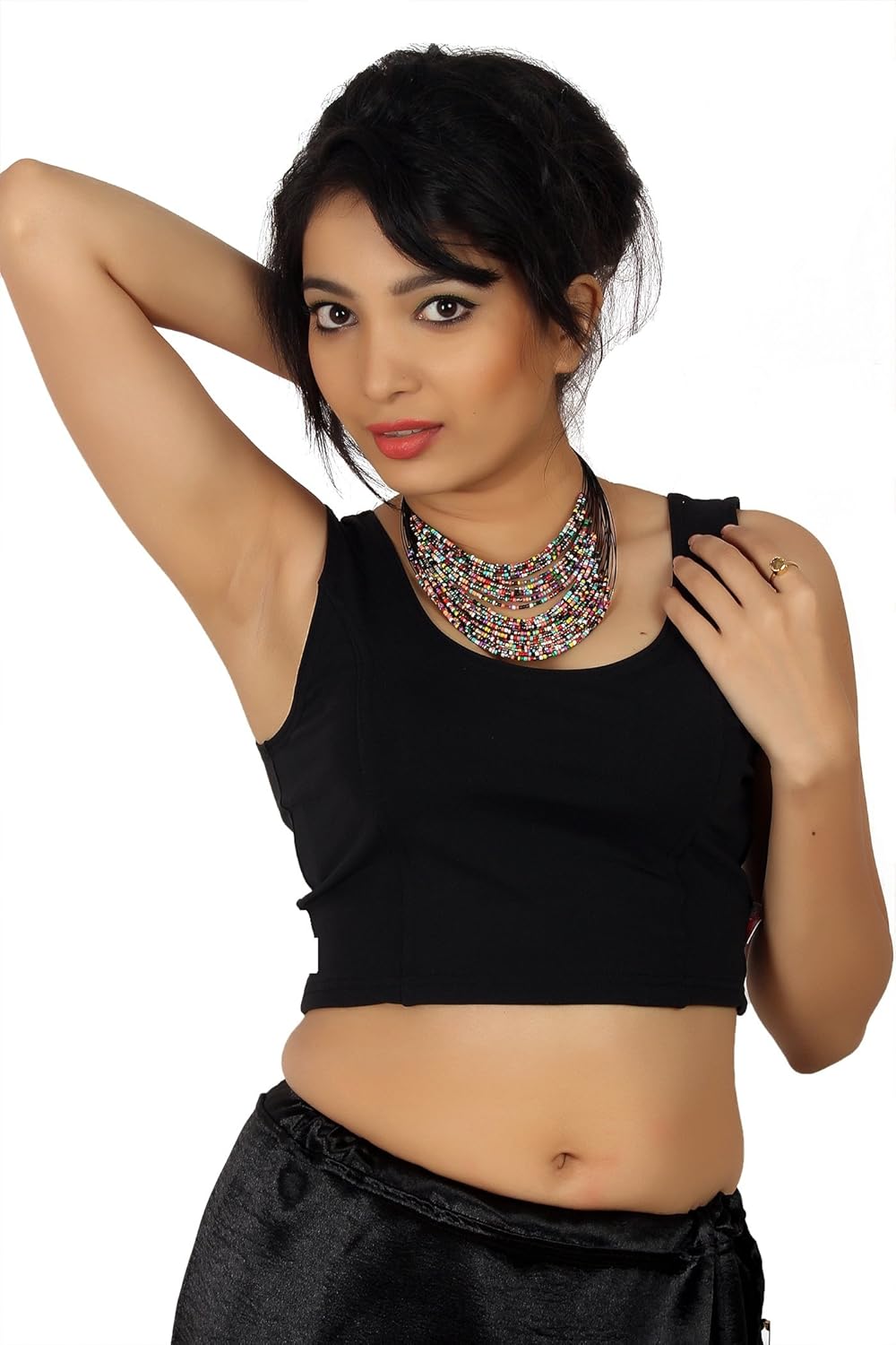 louis fashion women lycra solid blouse(agspl-3220-bl)