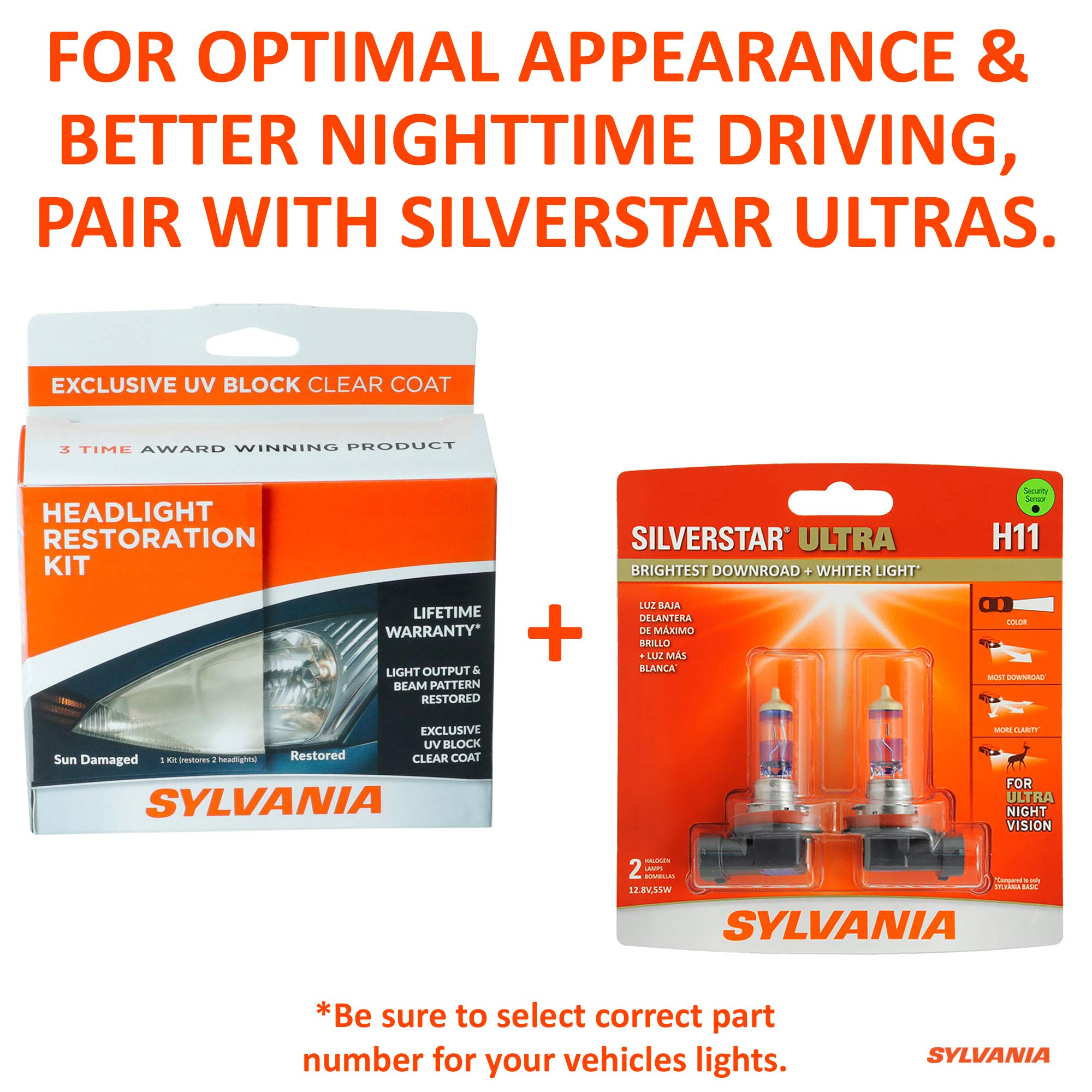 SYLVANIA Headlight Restoration Kit 3 Easy Steps to Restore Sun