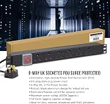 Dynamode 6 Way Horizontal 13A Switched Power Distribution Unit PDU 1.8M Cable view 3