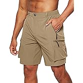 Pudolla Men's Hiking Cargo Shorts Quick Dry Outdoor Travel Shorts for Men with Multi Pocket for Fishing Camping Casual
