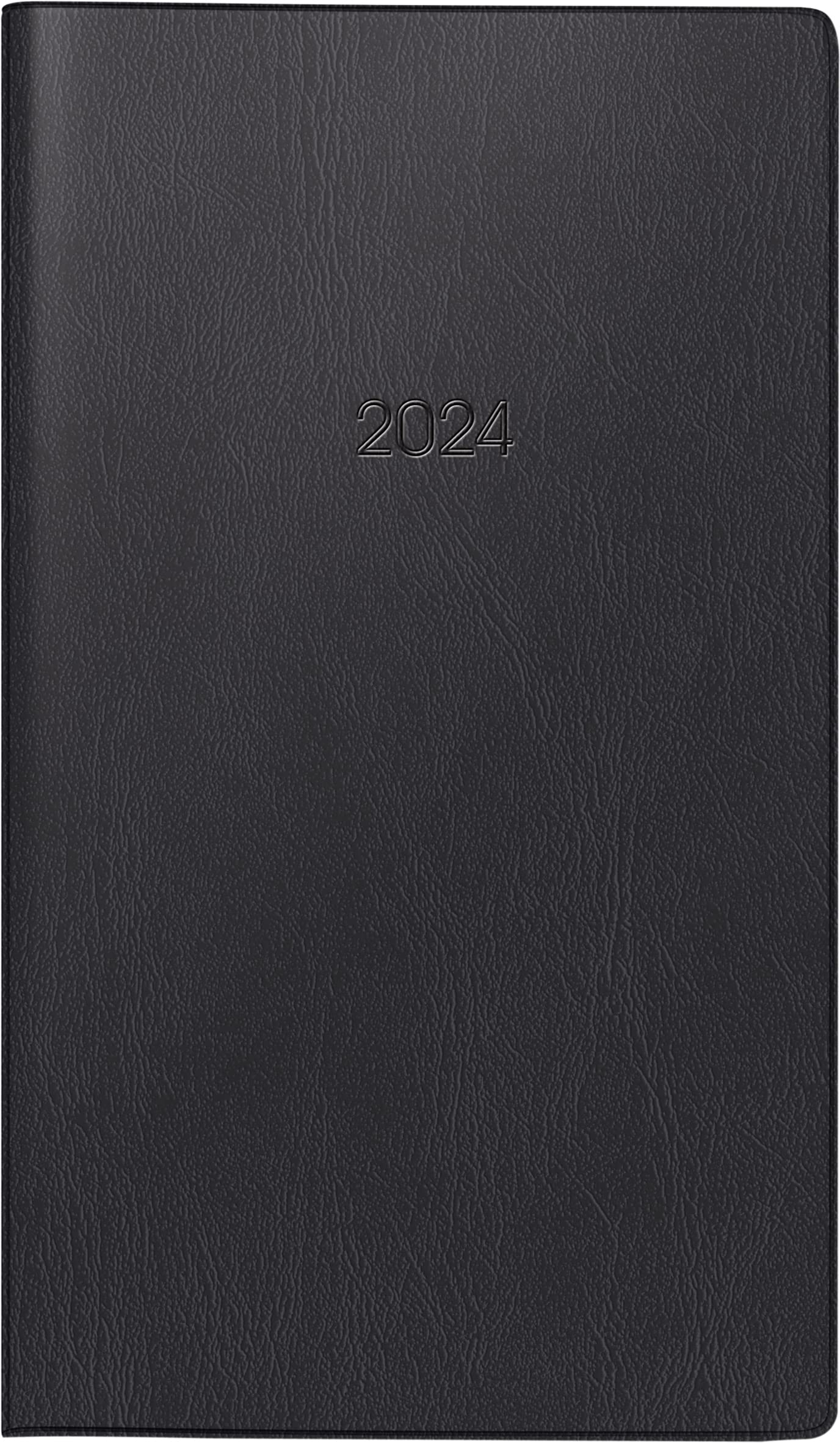 BRUNNEN Weekly calendar model 755 2024, 2 pages = 1 week landscape, sheet size 8.7 x 15.3 cm, black
