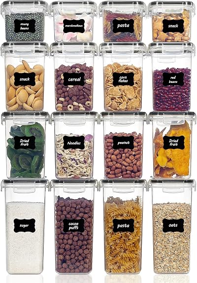 Vtopmart 16-Piece Airtight Food Storage Containers Set BPA Free Black