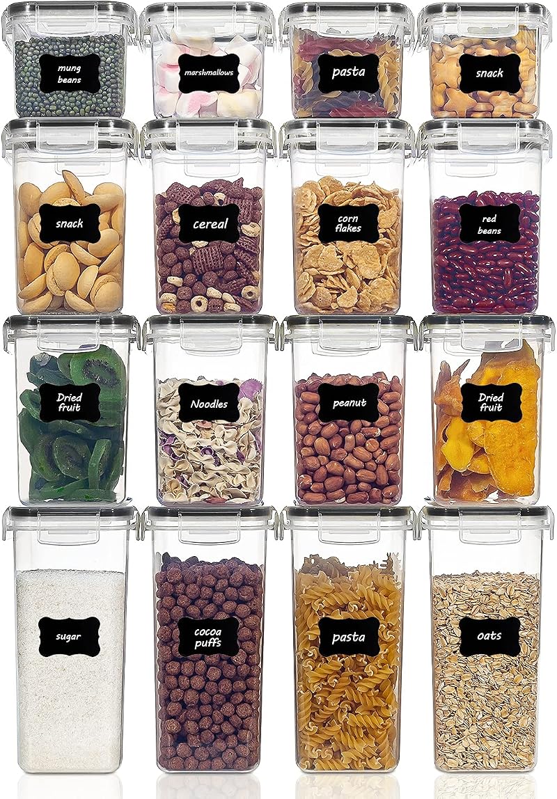 Vtopmart 16-Piece Airtight Food Storage Containers Set BPA Free Black