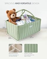 Love & Lullabies Nappy Caddy Organiser Sage Green Quilted Baby Basket view 3