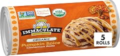 Immaculate Baking Organic Cinnamon Rolls, Limited Edition Pumpkin Spice With Icing, Refrigerated Canned Pastry Dough, 5 Rolls