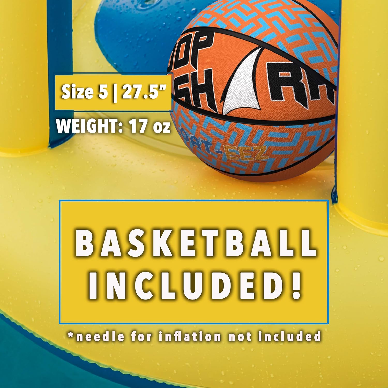 Swimming Pool Basketball Hoop Set by Hoop Shark - Yellow/Blue 2020 Edition - Inflatable Hoop with Ball Included - Perfect for Competitive Water Play and Trick Shots - Ultimate Summer Toy: Toys & Games