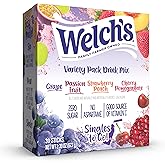Singles To Go! Welch's Powdered Drink Mix, Variety Pack, 30 Packets | Sugar Free Powdered Drink Mix Packets, Water Flavoring Packets, Grape, Passion Fruit, Strawberry Peach, Cherry Pomegranate