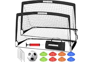 ANMERXG 6x4FT Kids Soccer Goal for Backyard Set Portable Soccer Goal with Ball Pump and Cones Soccer Net Set of 2 Training Equipment Outdoor Sports Gift