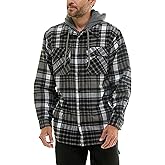 Smith's Workwear Mens Sherpa-Lined Hooded Flannel Shirt-Jacket with Inset