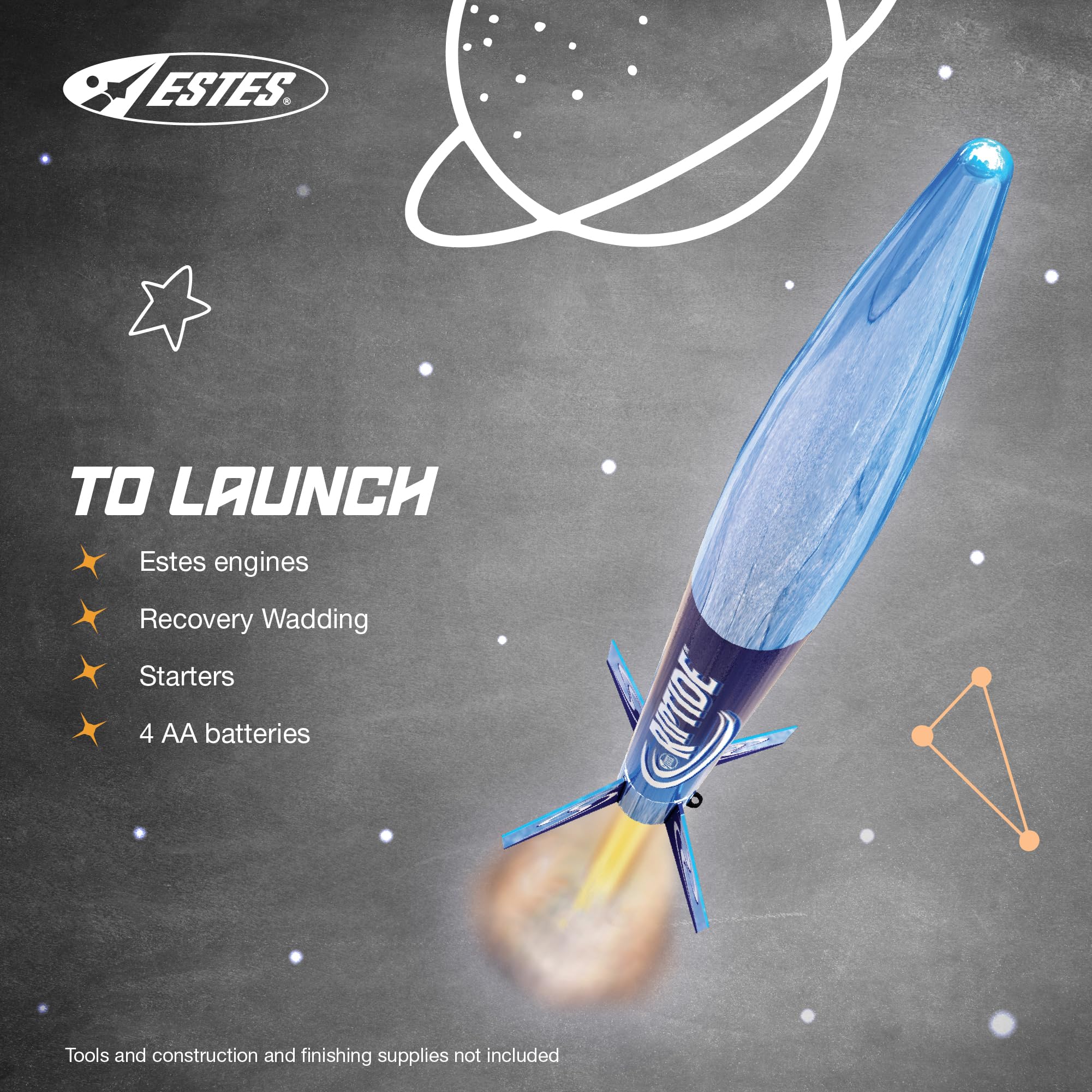 Estes 1403 Riptide Rocket Launch Set, Prebuilt Beginner Flying-Rocket-Model Set for Ages 10+, Includes Launch Pad System