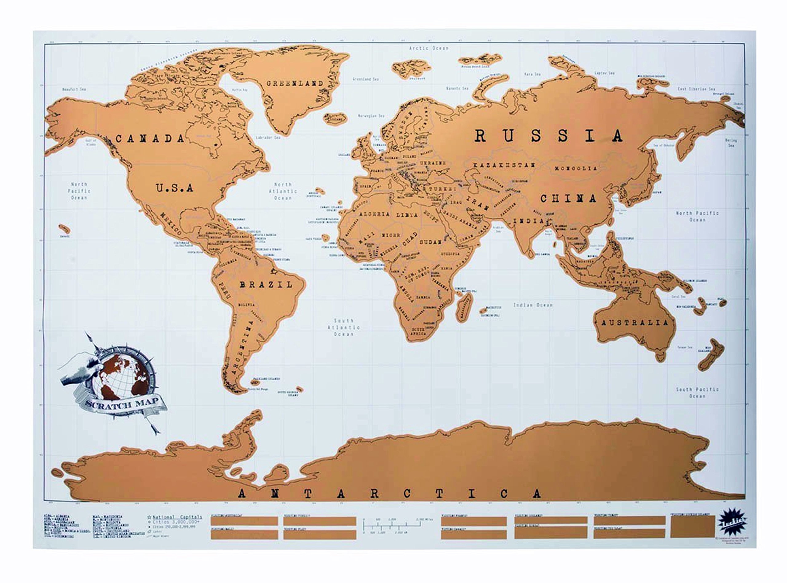 Scratch Off World Map, Easy to Learn Geography, to Track Your Travels and Wonderful for Home Decoration