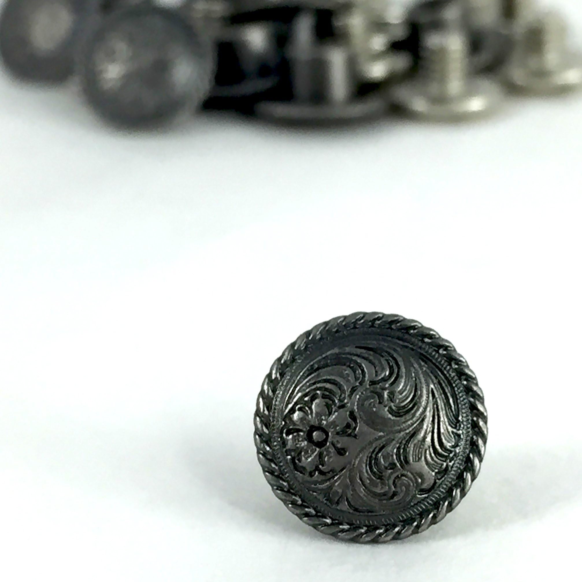 SLC Antique Nickel Plate Decorative Floral Rope Edge Screw Post/Concho, 10pk
