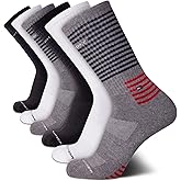 Tommy Hilfiger Mens Crew Socks - 6 Pack Cotton Blend Stretch Cushioned Breathable Athletic Socks for Men