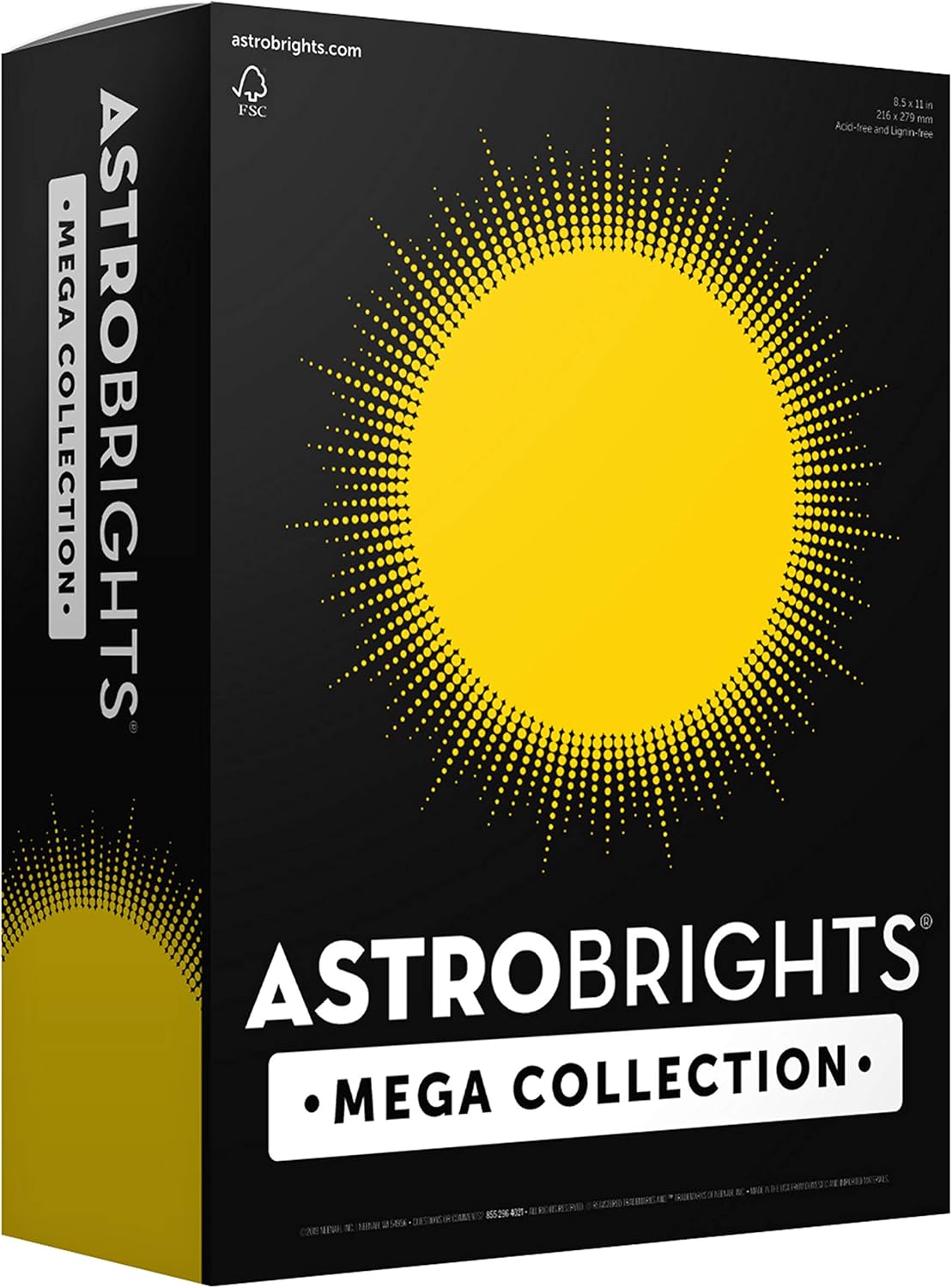 Astrobrights Mega Collection, Colored Cardstock, Bright Yellow, 320 Sheets, 65 lb/176 gsm, 8.5" x 11" - MORE SHEETS! (91625) : Office Products