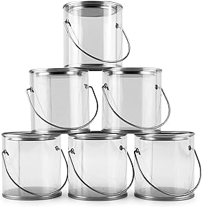 Mini Clear Plastic Paint Cans (6-Pack), 3-Inch Tall