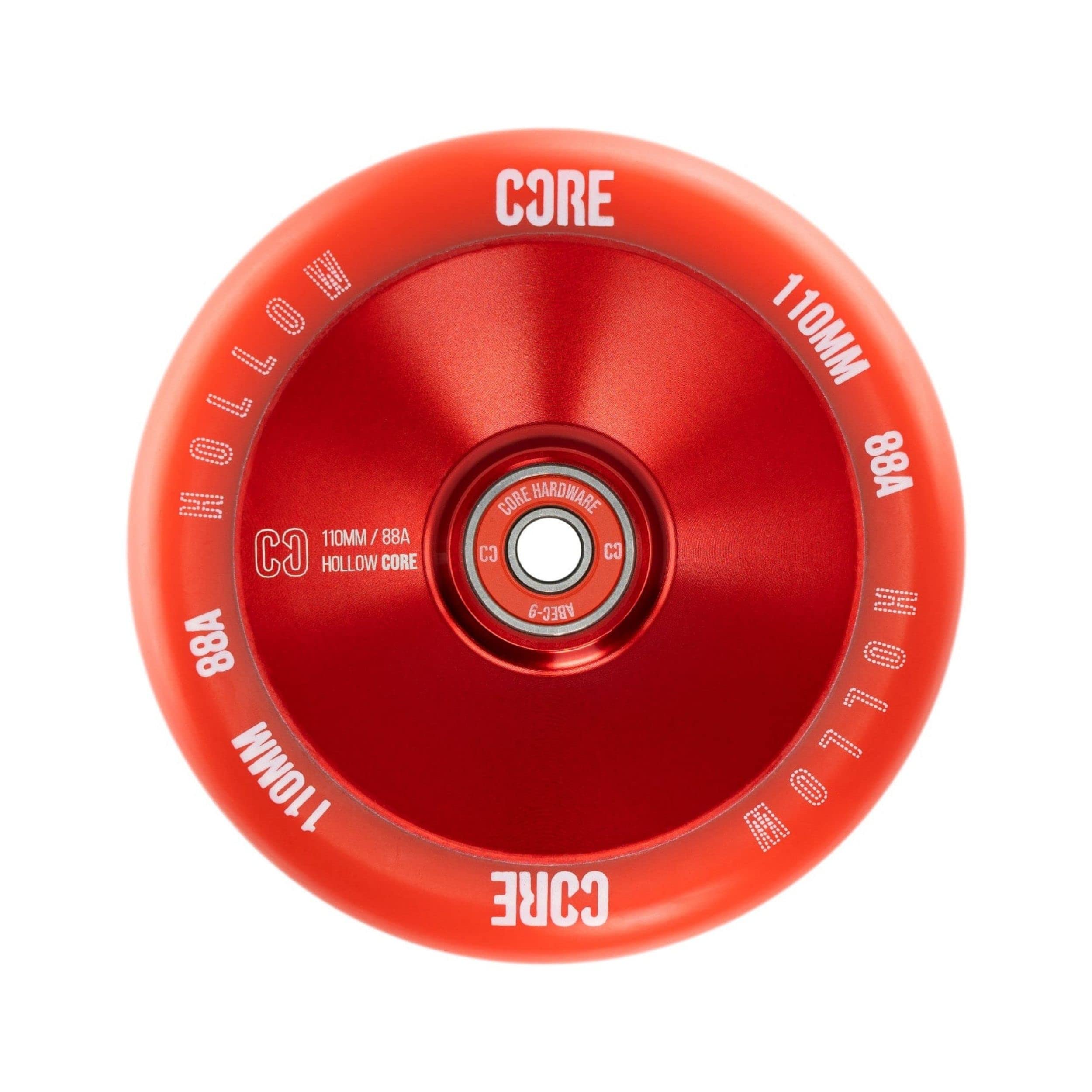 CORE Hollow Stunt Scooter Wheel 110mm ABEC 9 Bearings (Replacement Pro Scooter Wheels) - Red — image 1