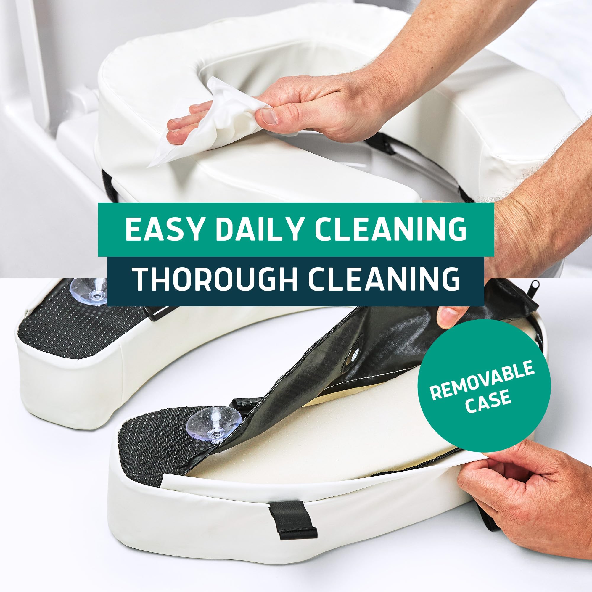Toilet Seat Riser for Seniors - Adds 3 inches. Universal Fit - Raised Toilet Seat Cushion with High-Density Foam for Enhanced Comfort & Elevation. Easy to Clean. Post-Surgery Must Have (White)