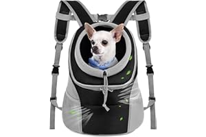 WOYYHO Pet Dog Carrier Backpack with Storage Pockets Small Dog Front Backpack Adjustable Straps Dog Backpack Breathable Dog Front Carrier with Safety Belt for Travel Hiking Cycling Outdoor Use