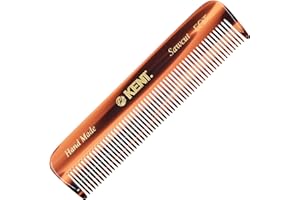 Kent A FOT Tortoiseshell Fine Tooth Handmade Pocket Comb for Men, Women and Kids, Hair Comb Straightener for Grooming and Styling, Beard and Mustache, Saw Cut and Hand Polished, Made in England
