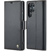 SINIANL Samsung Galaxy S22 Ultra Wallet Case with RFID Blocking, Galaxy S22 Ultra Case Wallet for Men Women Card Holder Magnetic Clasp Kickstand Leather Book Folio Case for Galaxy S22 Ultra Black